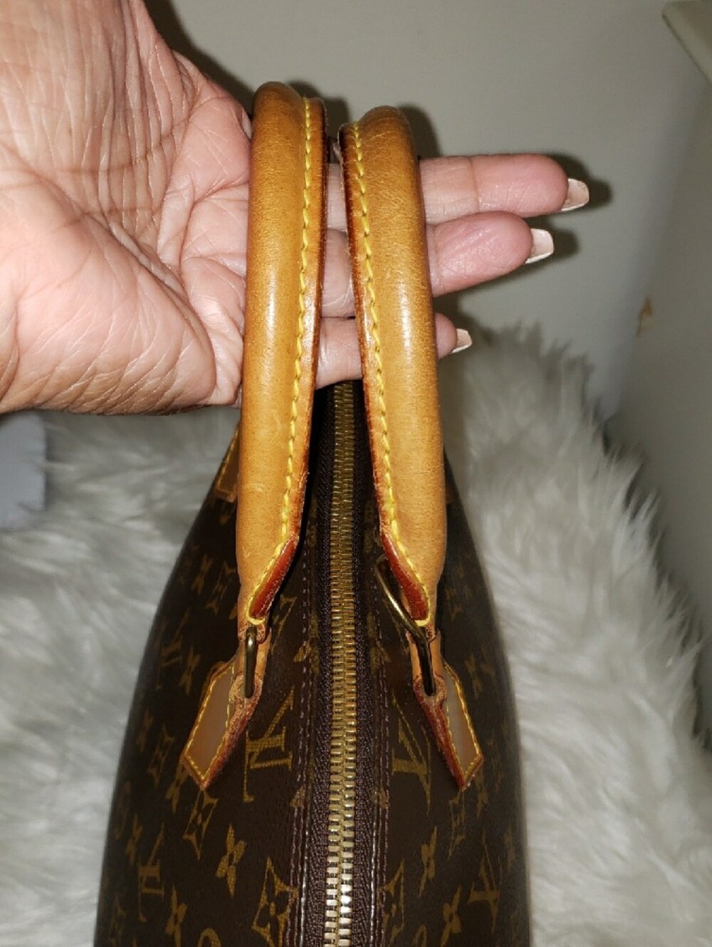 Louis Vuitton Monogram Canvas Alma Satchel in Brown and Tan - Picture 8 of 15